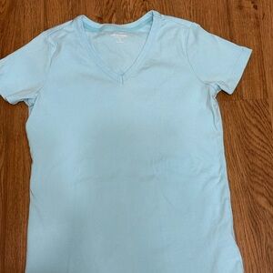 Lands' End Sky Blue V-Neck Women's Tee